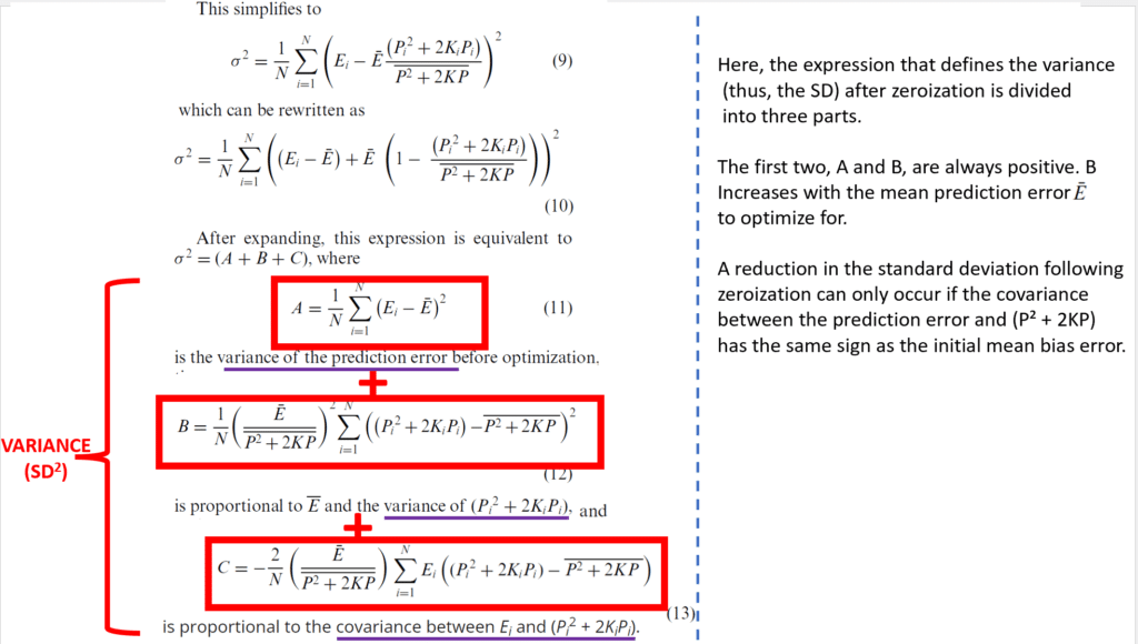 rearrangement of the equation giving SD after optimization
