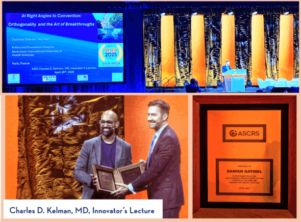 Damien Gatinel receiving the 2025 Charles Kelman Innovator's Award, Los Angeles